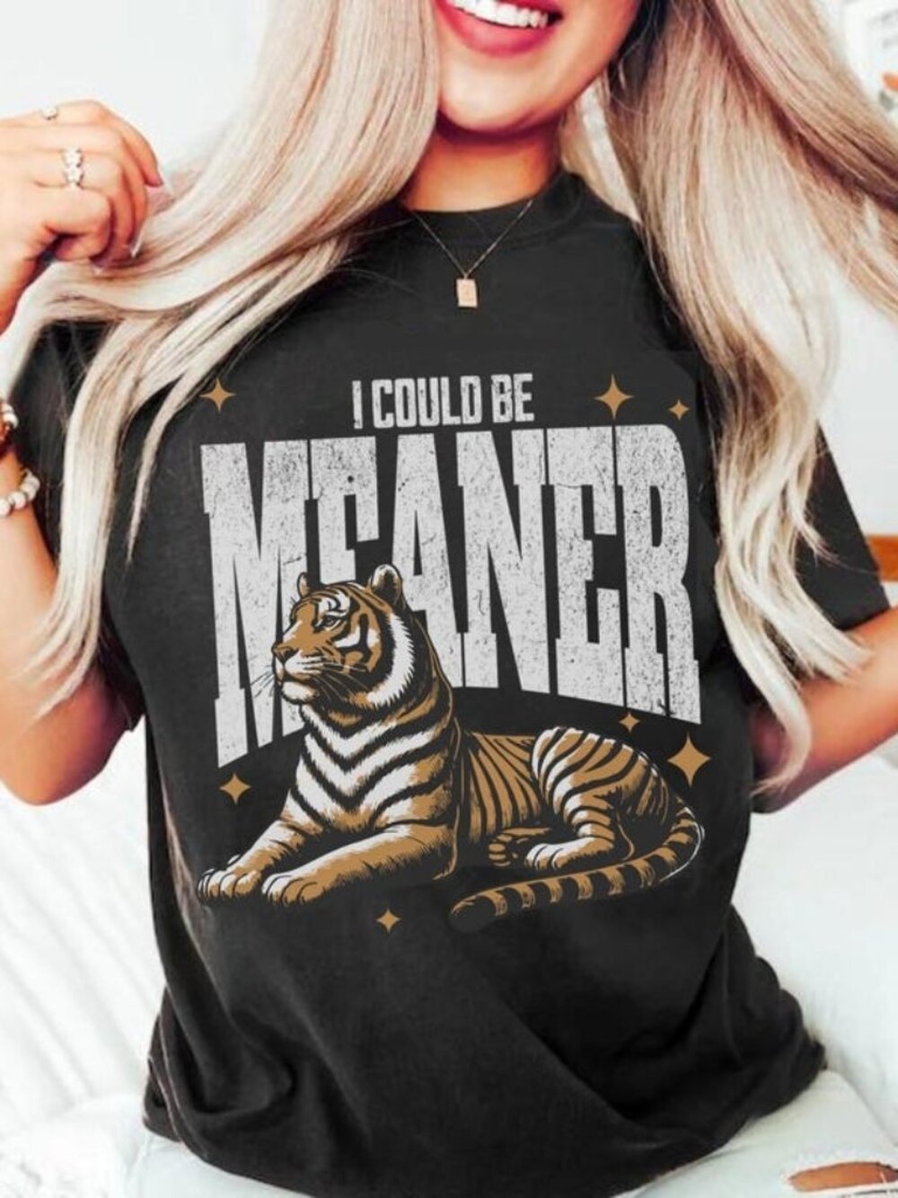 I Could Be Meaner Tiger T-shirt, Y2K Retro Graphic Tee